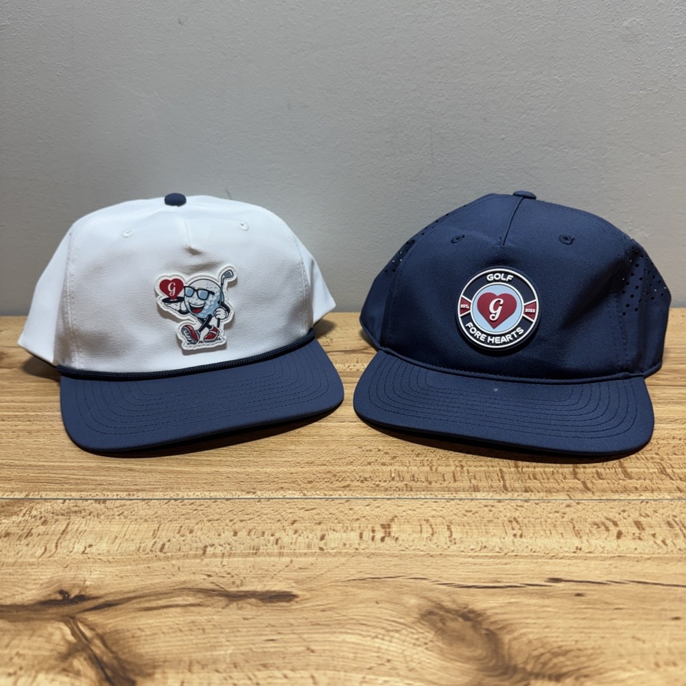 Lot Of 2 Swannies Golf Hat Snapback Rope Golf Ball Logo Baseball Fore Hearts